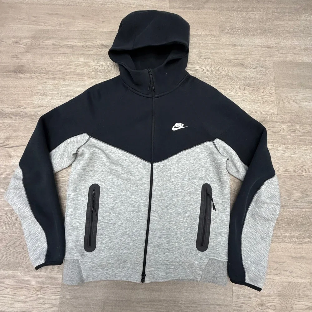 Nike Tech Fleece Windrunner Hoodie Mens M Black Grey Full Zip FB7921-064
